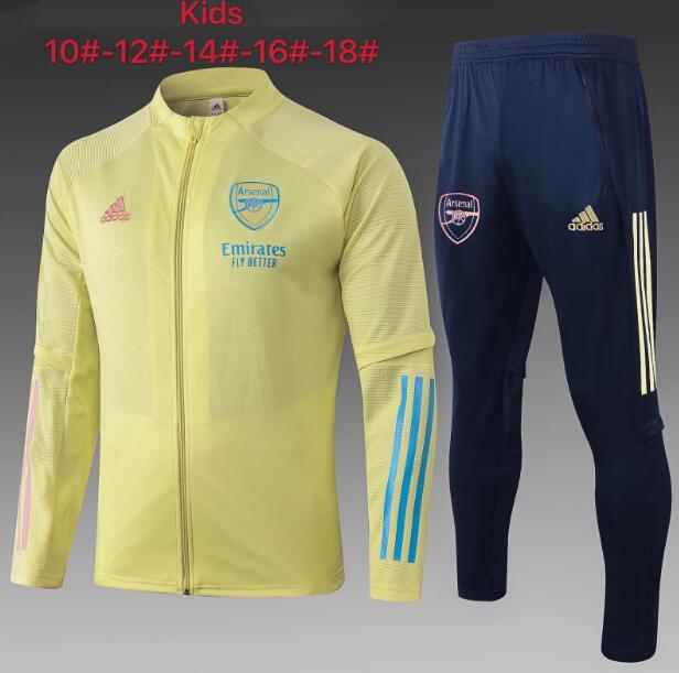 Kids Arsenal Yellow Training Kits Youth Jacket with Pants 2020/21